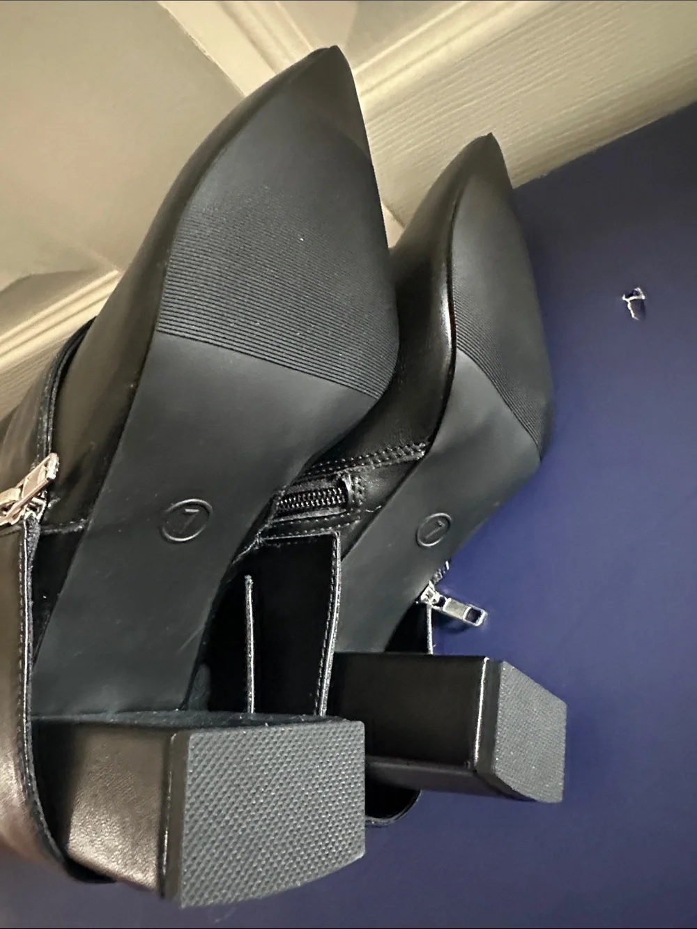 Women's Faux Leather Fold Over Zip Knee High Boots Size 7